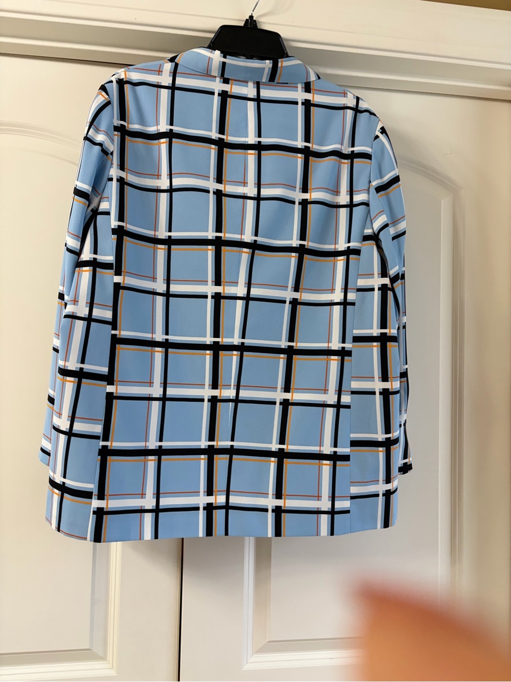 Topshop Light Blue Plaid Double-Breasted Blazer - Picture 2 of 4